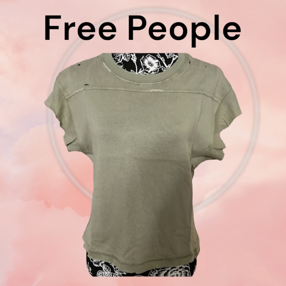 New Free People distress t-shirt, Womens small, Sage green